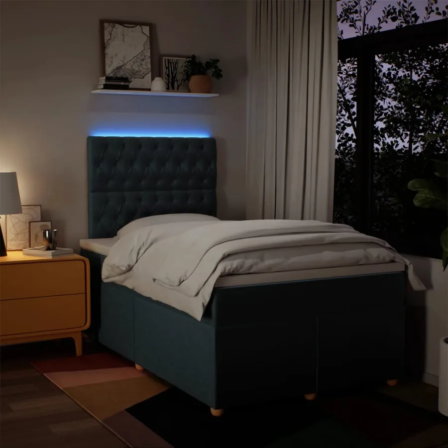 Sommier à lattes de lit avec matelas Bleu 120x200 cm Tissu - 4