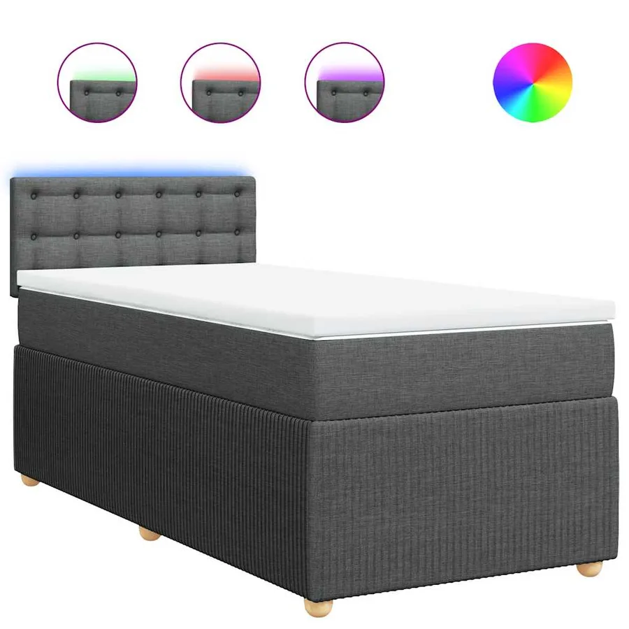 Sommier à lattes de lit et matelas Gris foncé 90x190 cm Tissu - 2