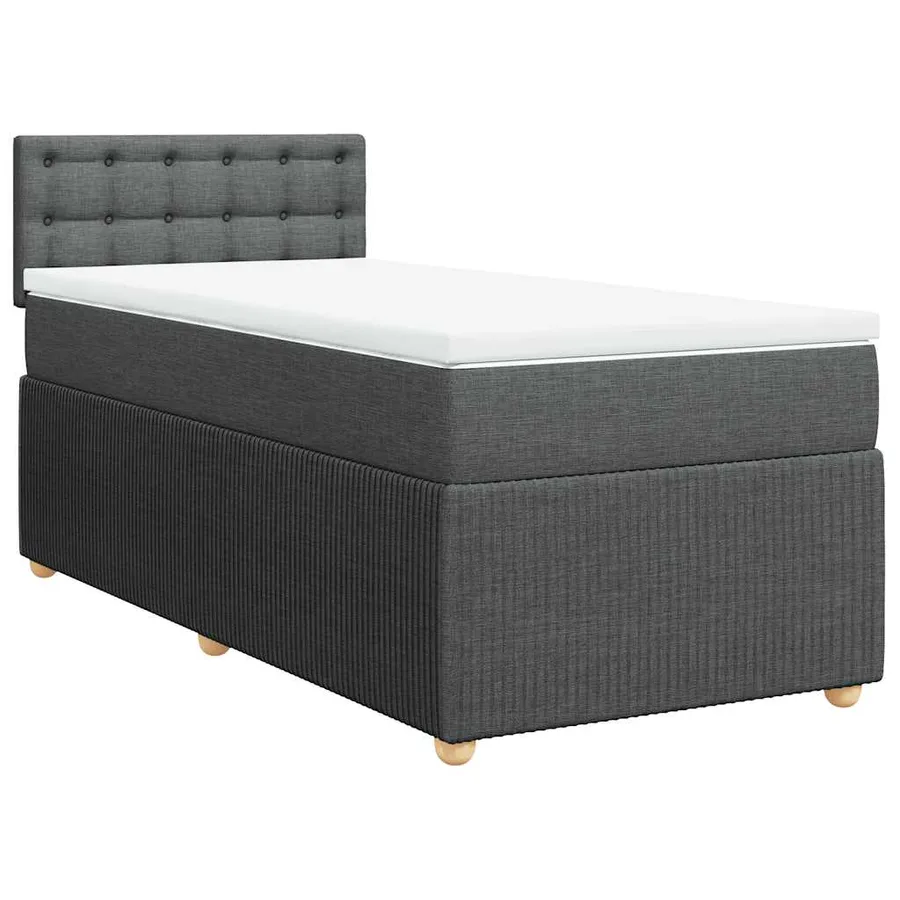 Sommier à lattes de lit et matelas Gris foncé 90x190 cm Tissu - 3