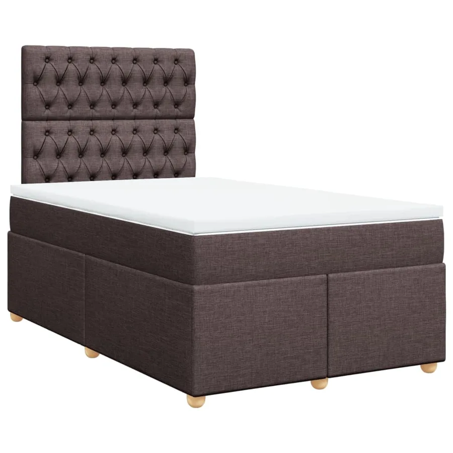 Sommier à lattes de lit et matelas marron foncé 120x190cm tissu - 3