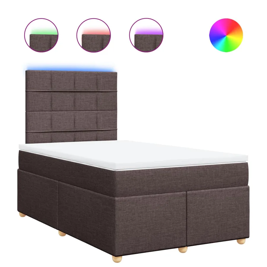 Sommier à lattes de lit et matelas marron foncé 120x190cm tissu - 2
