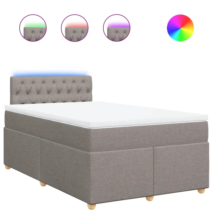 Sommier à lattes de lit avec matelas Taupe 120x200 cm Tissu - 2