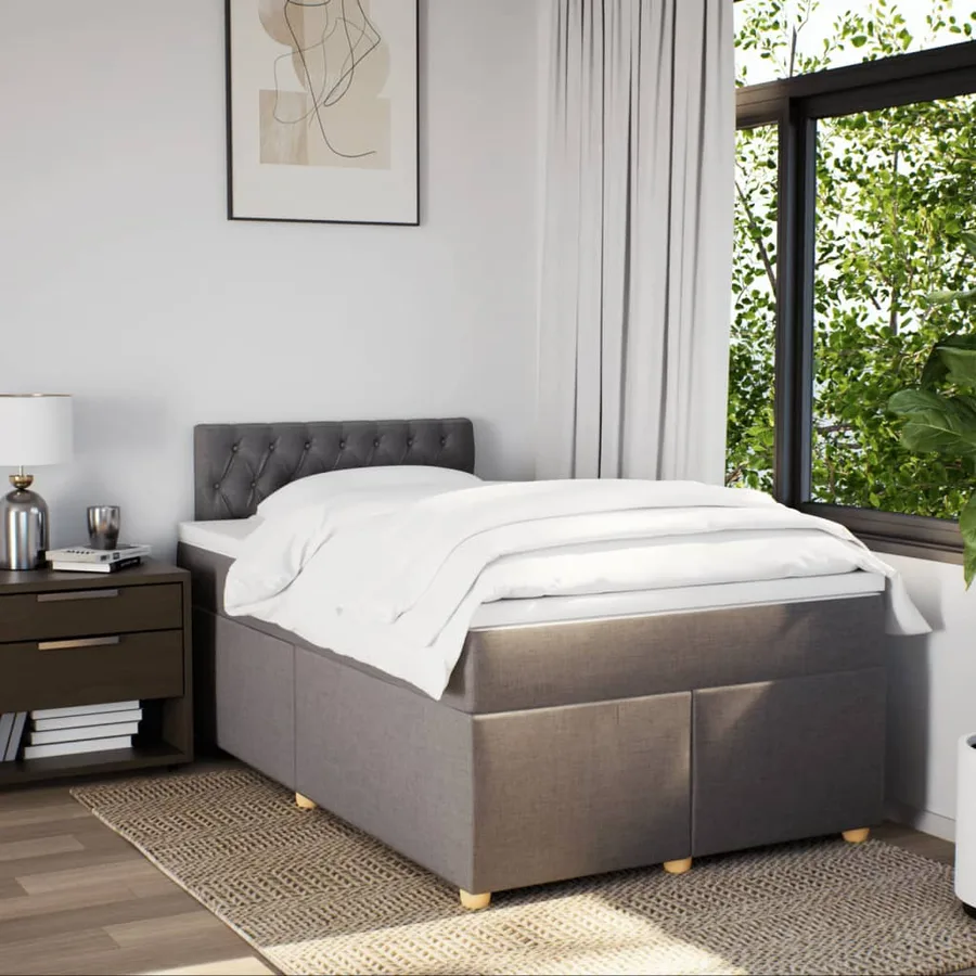 Sommier à lattes de lit avec matelas Taupe 120x200 cm Tissu - 4