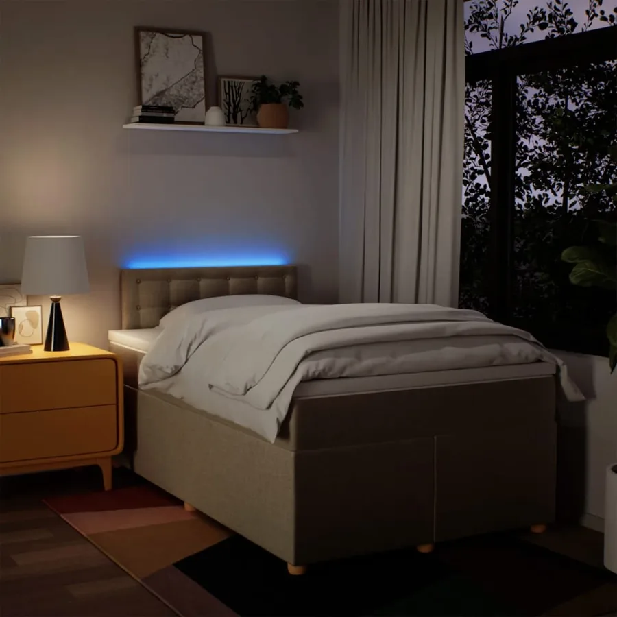 Sommier à lattes de lit avec matelas Crème 120x200 cm Tissu - 5
