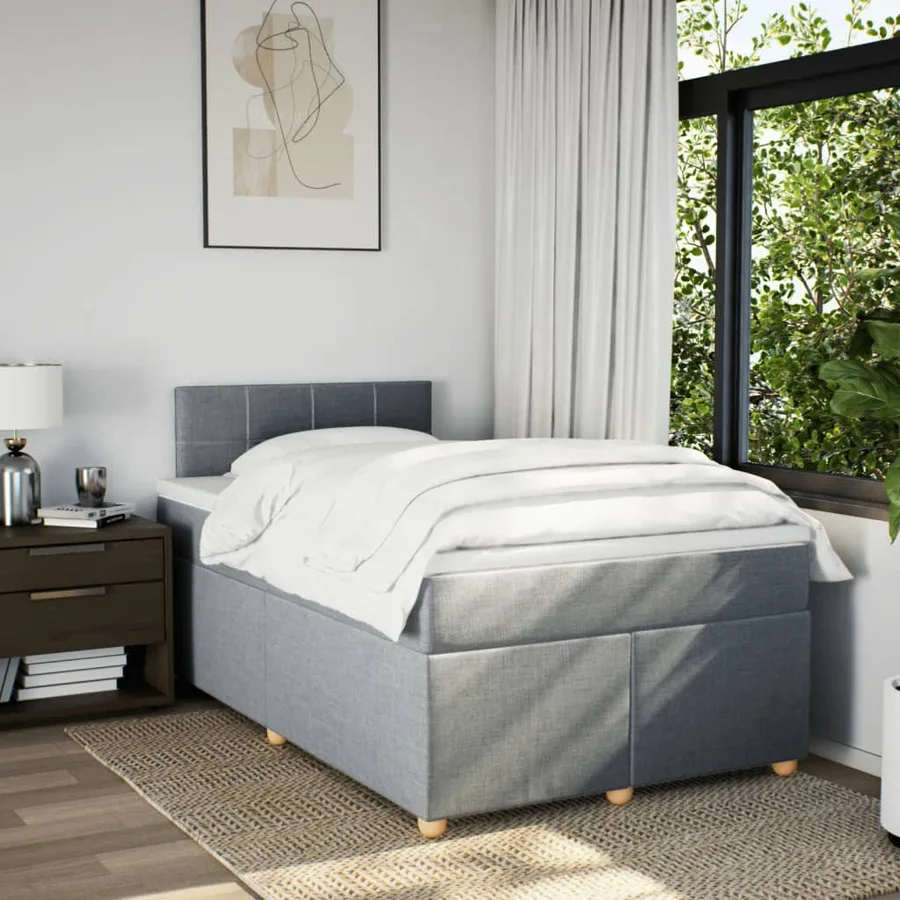 Sommier à lattes de lit avec matelas Gris clair 120x200cm Tissu - 4
