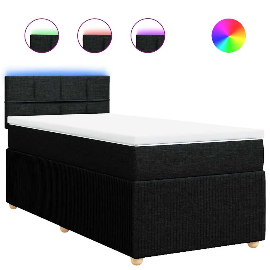 Sommier à lattes de lit avec matelas Noir 90x190 cm Tissu - 2