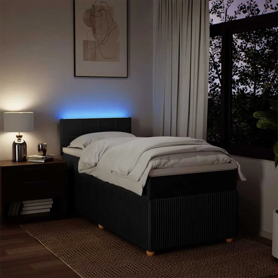 Sommier à lattes de lit avec matelas Noir 90x190 cm Tissu - 5