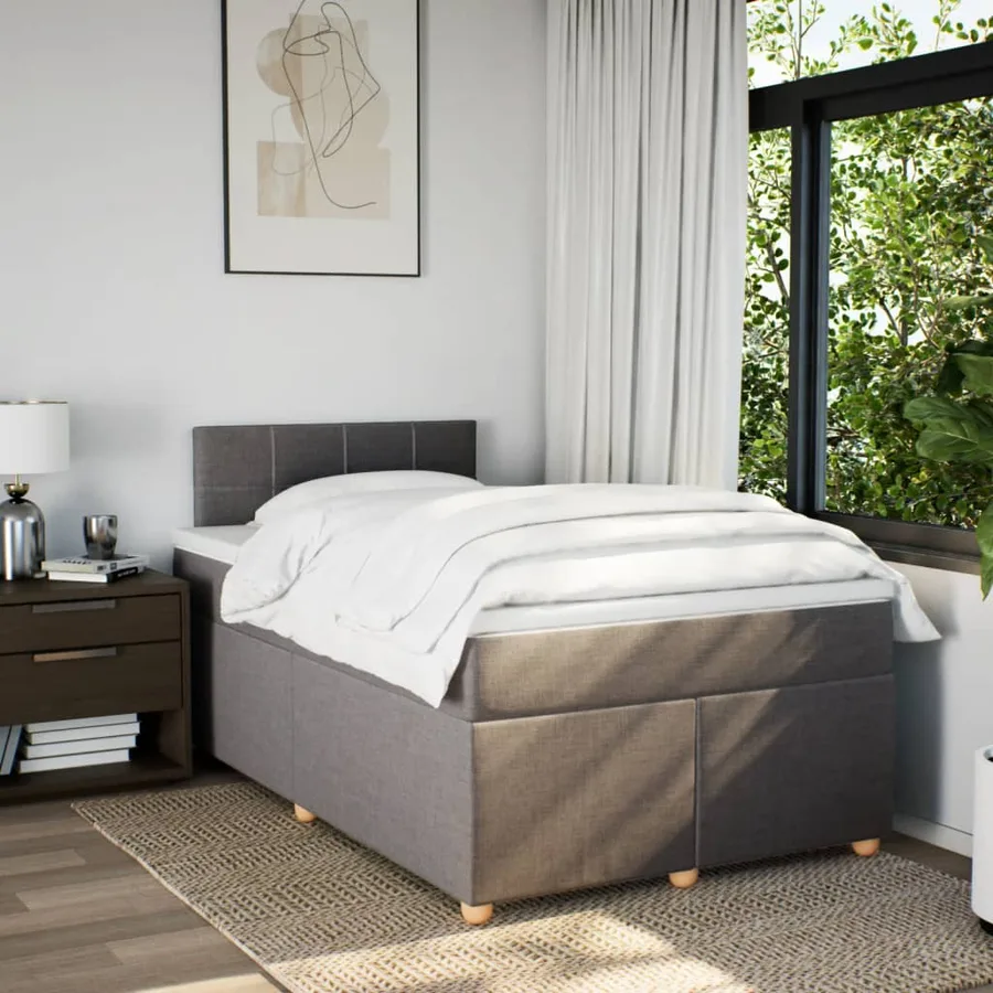 Sommier à lattes de lit avec matelas Taupe 120x200 cm Tissu - 4