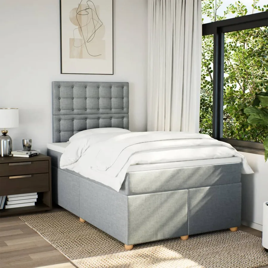 Sommier à lattes de lit avec matelas Gris clair 120x200cm Tissu - 3
