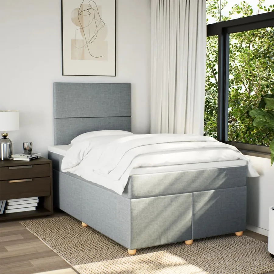 Sommier à lattes de lit avec matelas Gris clair 120x200cm Tissu - 3