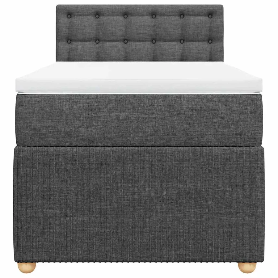 Sommier à lattes de lit et matelas Gris foncé 90x190 cm Tissu - 4