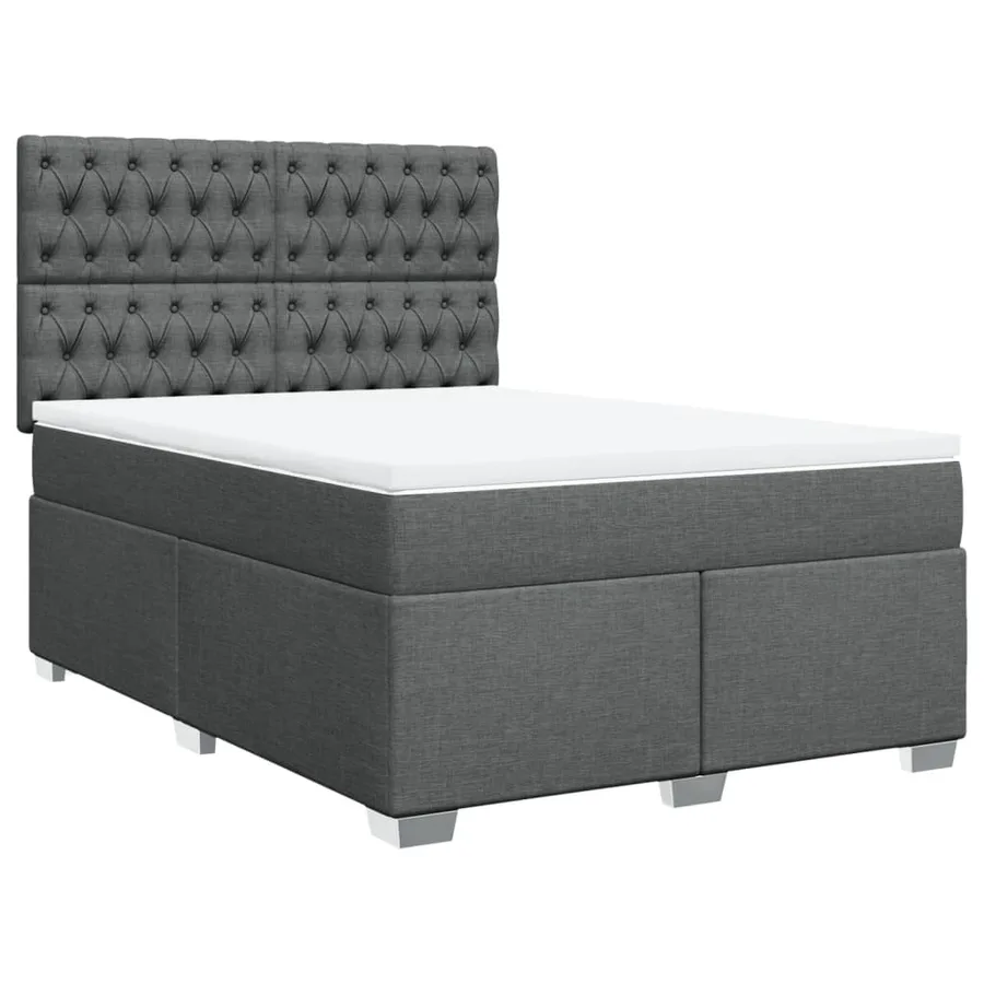 Sommier à lattes de lit avec matelas Gris foncé 140x190cm Tissu - 2