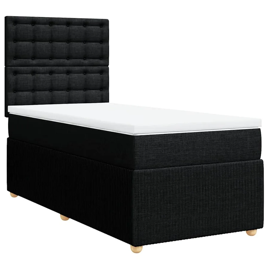 Sommier à lattes de lit avec matelas Noir 90x190 cm Tissu - 2