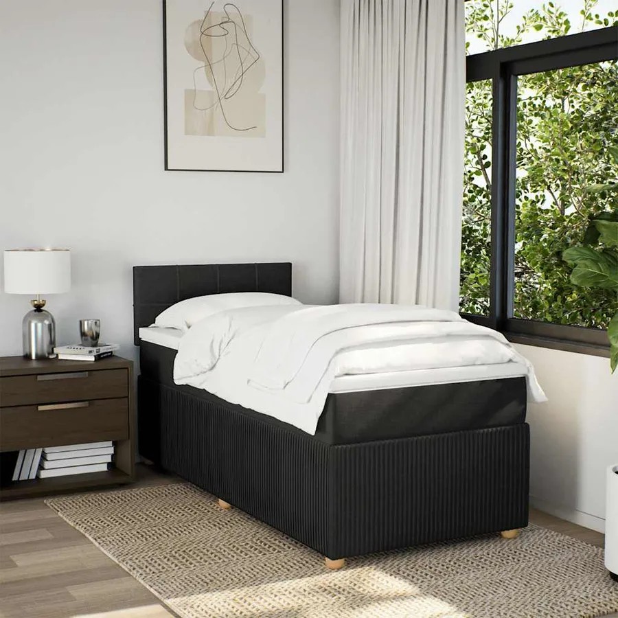 Sommier à lattes de lit avec matelas Noir 90x190 cm Tissu - 3