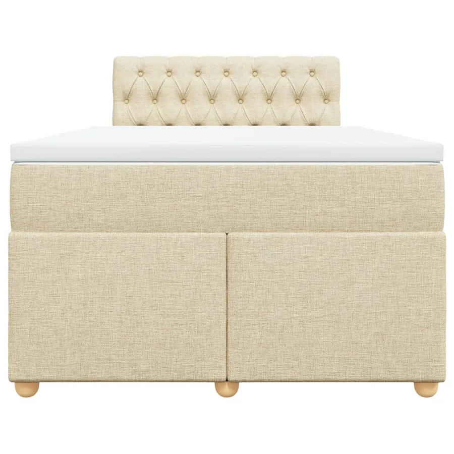 Sommier à lattes de lit avec matelas Crème 120x200 cm Tissu - 4