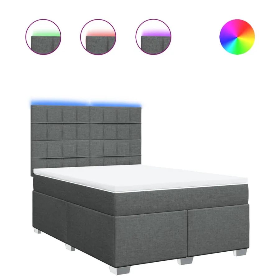 Sommier à lattes de lit avec matelas Gris foncé 140x190cm Tissu - 2