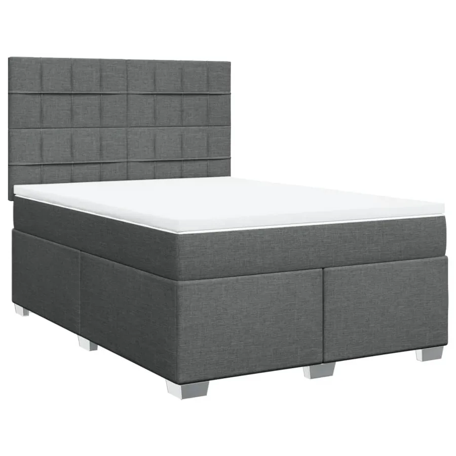Sommier à lattes de lit avec matelas Gris foncé 140x190cm Tissu - 3