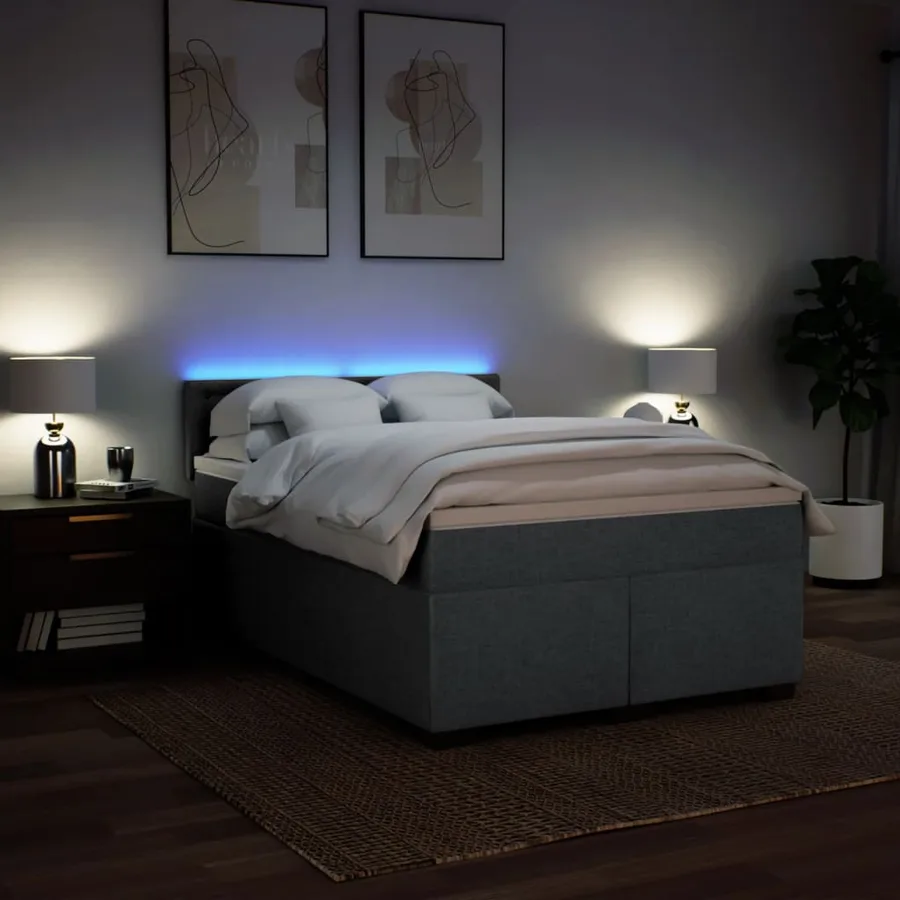 Sommier à lattes de lit avec matelas Gris foncé 140x190cm Tissu - 5