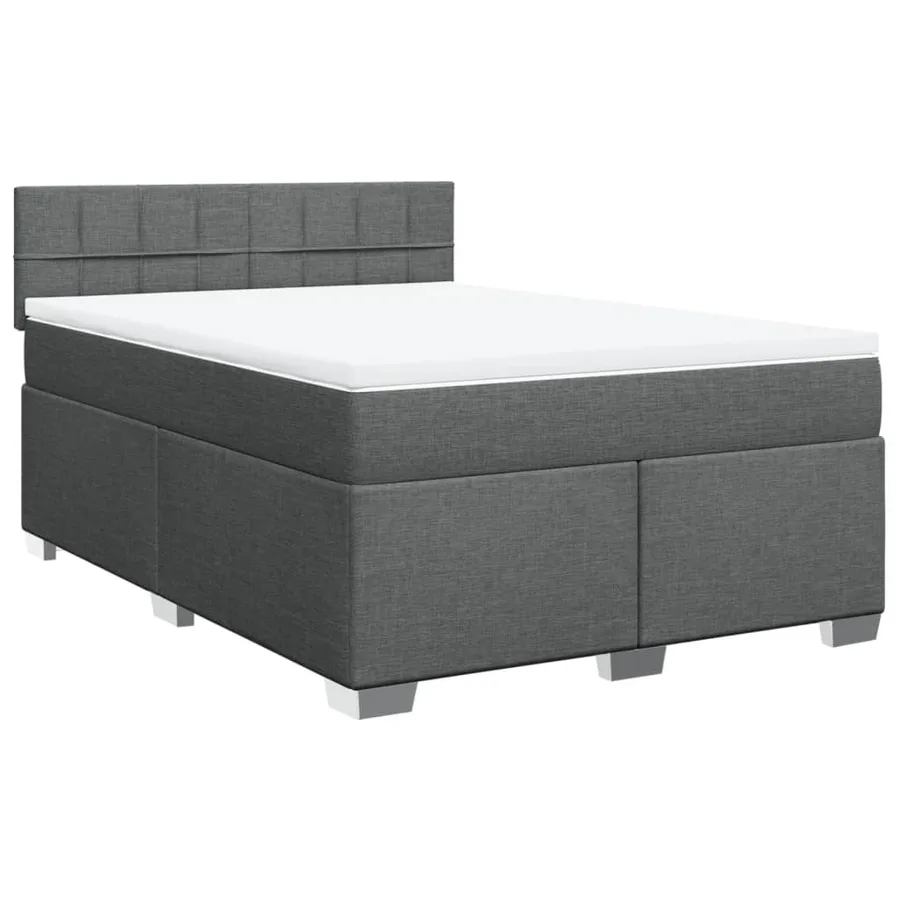 Sommier à lattes de lit avec matelas Gris foncé 140x190cm Tissu - 2