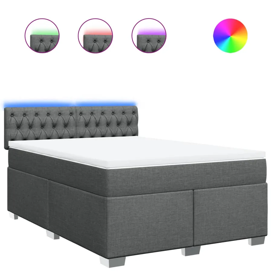 Sommier à lattes de lit avec matelas Gris foncé 140x190cm Tissu - 2