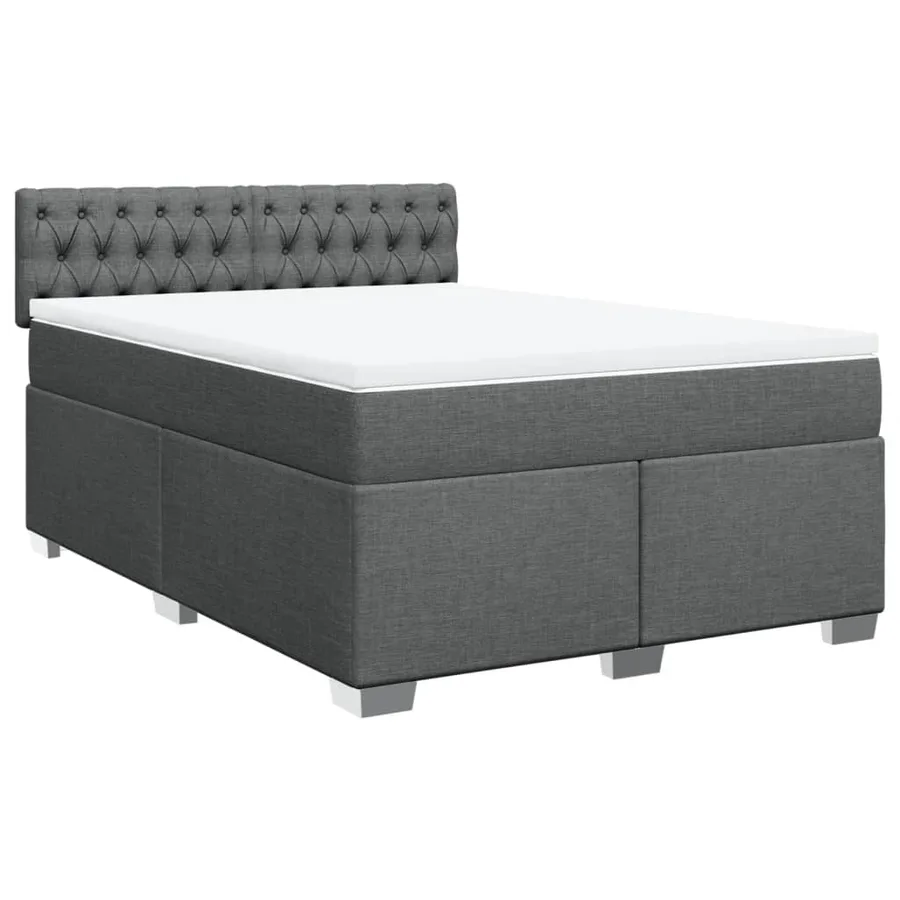Sommier à lattes de lit avec matelas Gris foncé 140x190cm Tissu - 3