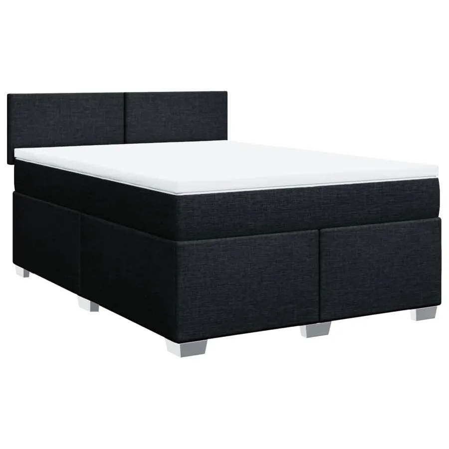 Sommier à lattes de lit avec matelas Noir 140x190 cm Tissu - 2