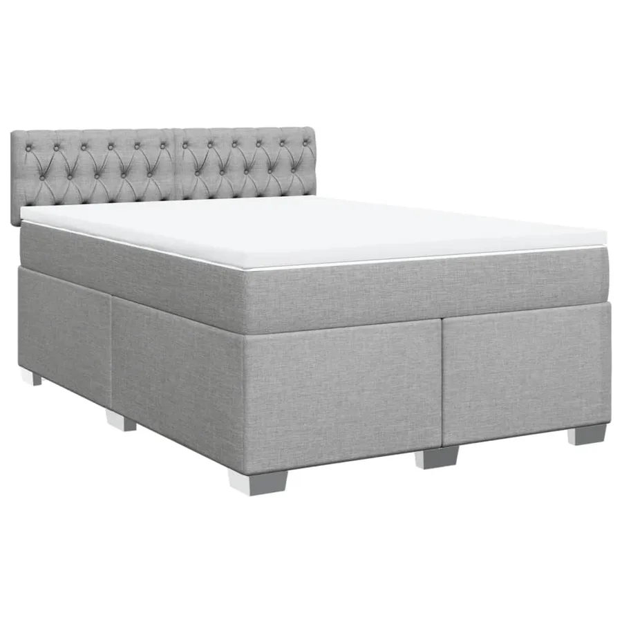 Sommier à lattes de lit avec matelas Gris clair 140x190cm Tissu - 2