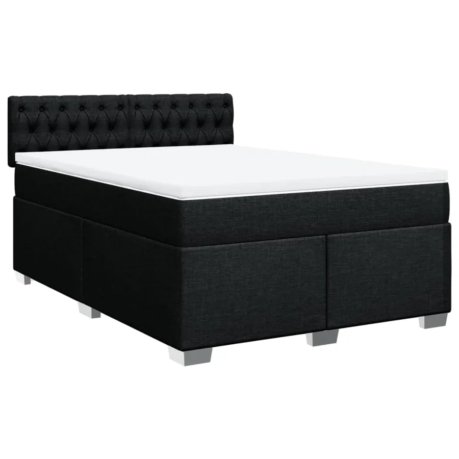 Sommier à lattes de lit avec matelas Noir 140x190 cm Tissu - 2