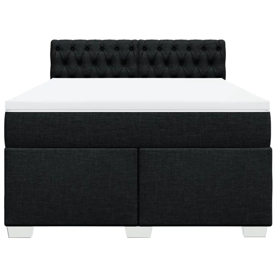 Sommier à lattes de lit avec matelas Noir 140x190 cm Tissu - 4