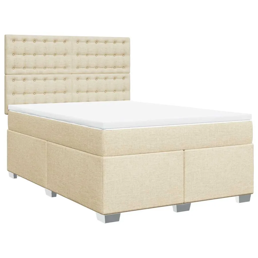 Sommier à lattes de lit avec matelas Crème 140x190 cm Tissu - 2