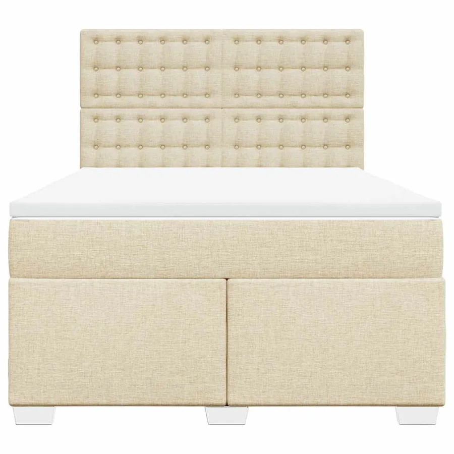 Sommier à lattes de lit avec matelas Crème 140x190 cm Tissu - 4