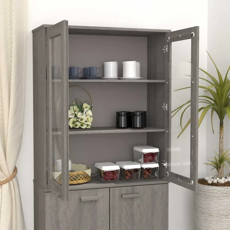 Dessus de buffet HAMAR Gris clair 85x35x100 cm Bois de pin - 6