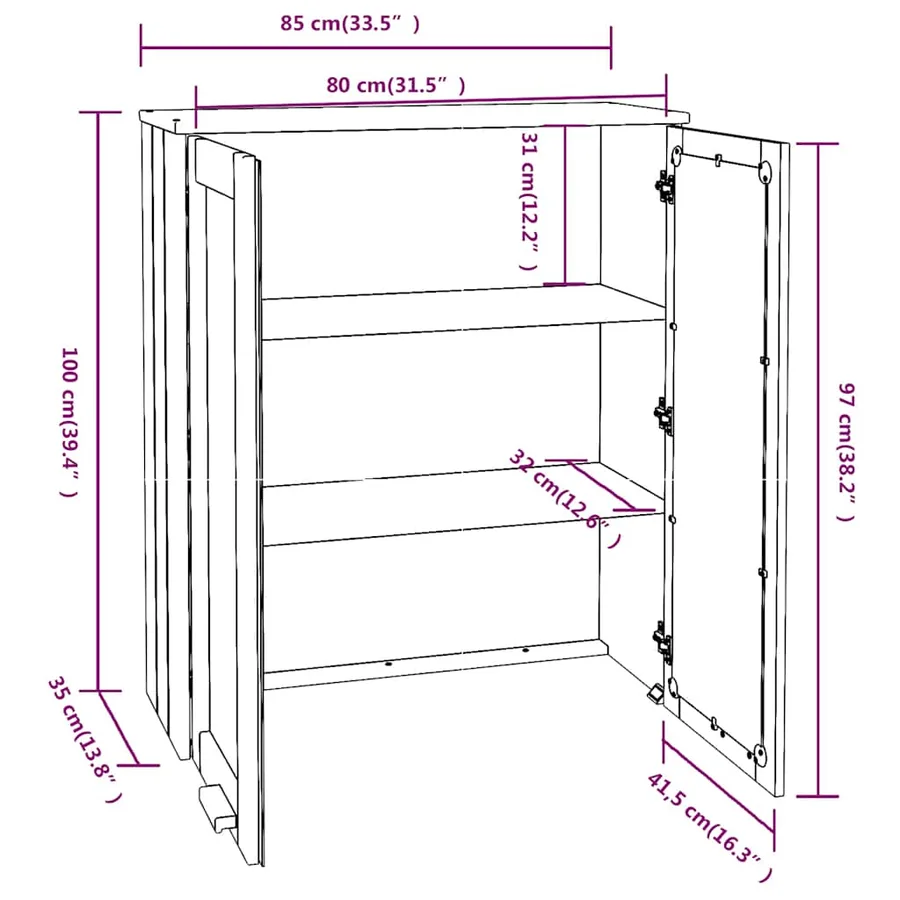 Dessus de buffet HAMAR Gris clair 85x35x100 cm Bois de pin - 9