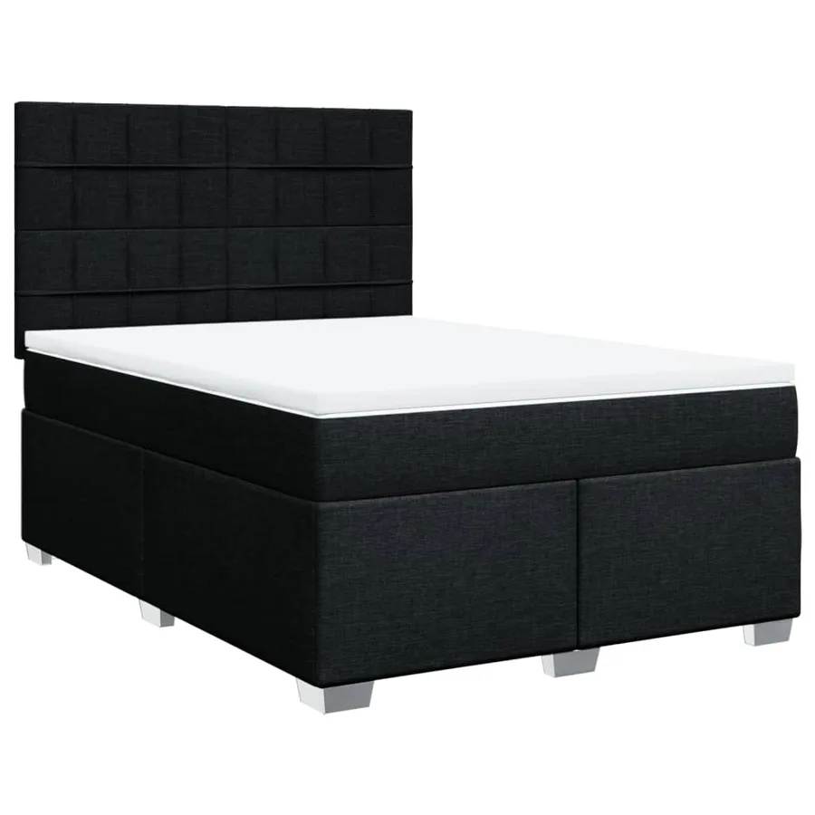 Sommier à lattes de lit avec matelas Noir 140x190 cm Tissu - 2