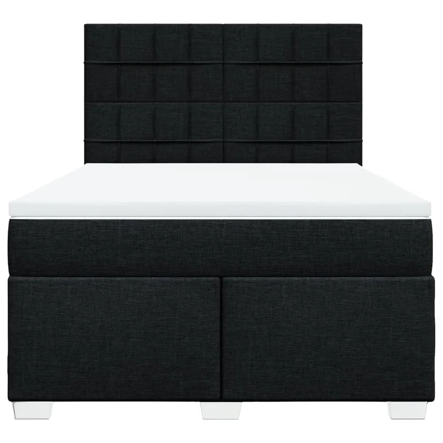 Sommier à lattes de lit avec matelas Noir 140x190 cm Tissu - 4