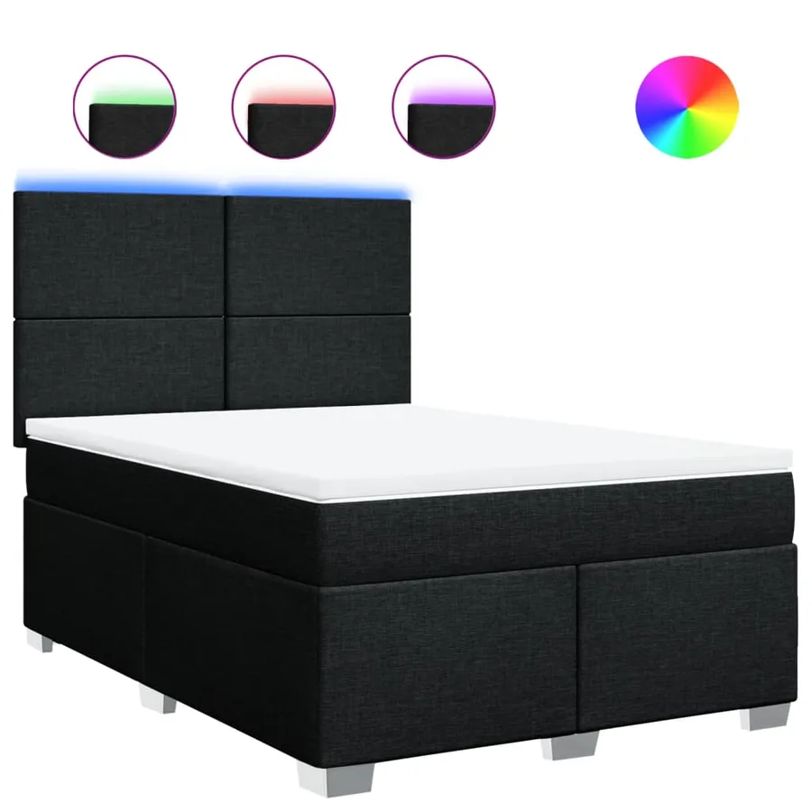 Sommier à lattes de lit avec matelas Noir 140x190 cm Tissu - 2