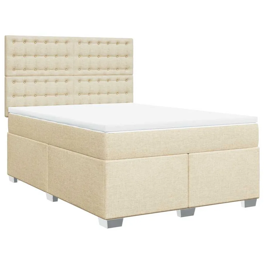 Sommier à lattes de lit avec matelas Crème 140x190 cm Tissu - 3