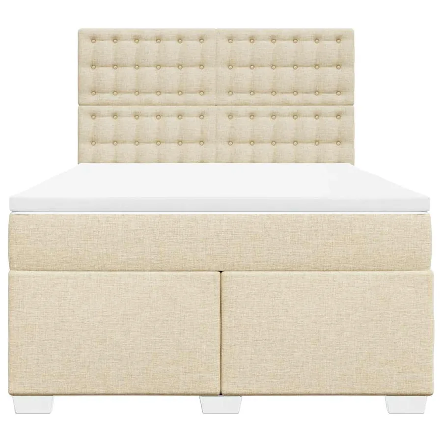 Sommier à lattes de lit avec matelas Crème 140x190 cm Tissu - 6