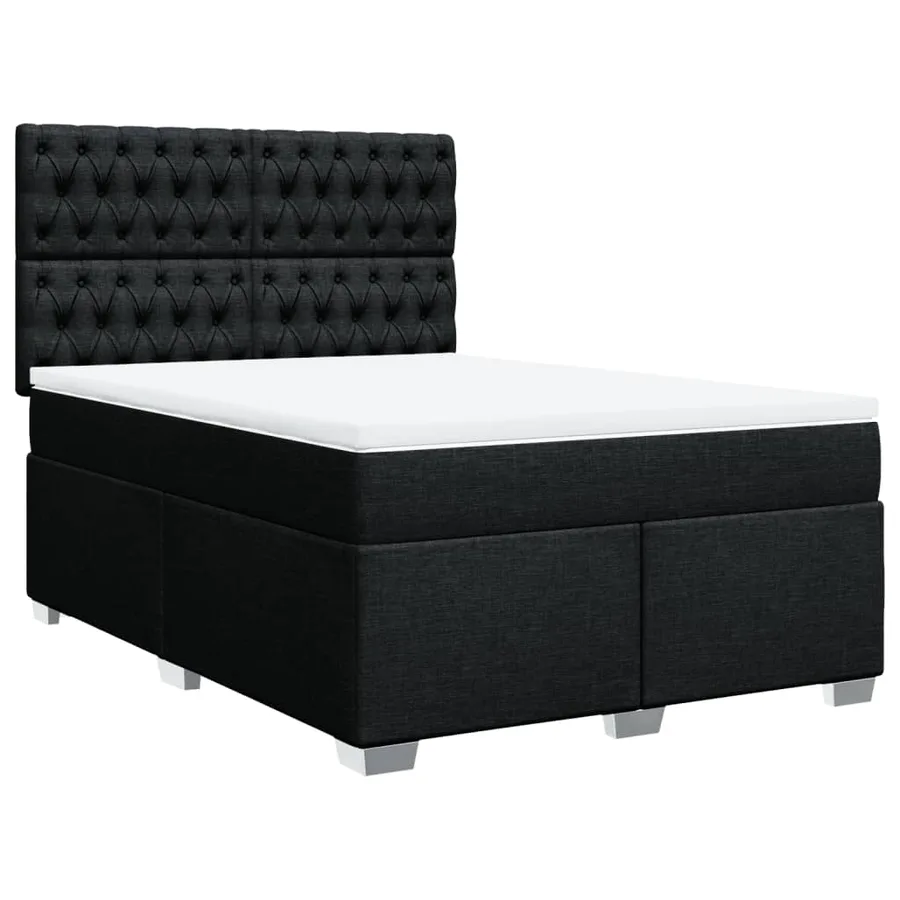 Sommier à lattes de lit avec matelas Noir 140x190 cm Tissu - 3
