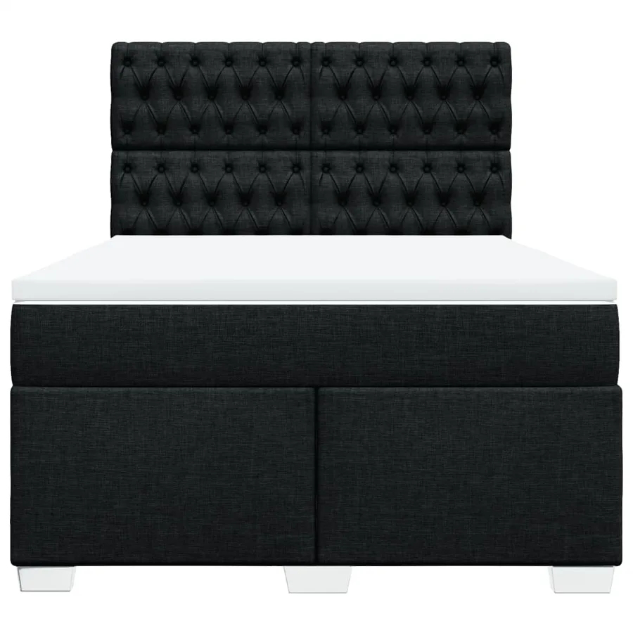 Sommier à lattes de lit avec matelas Noir 140x190 cm Tissu - 6