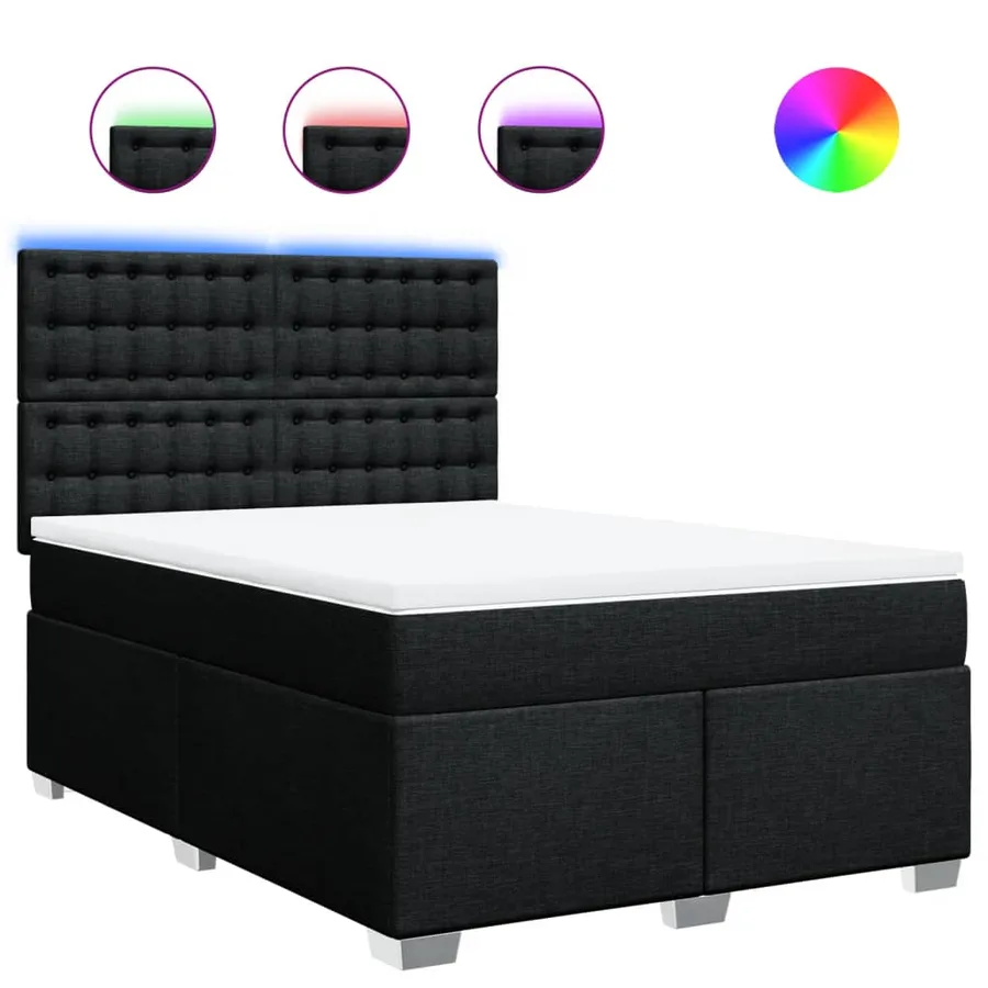 Sommier à lattes de lit avec matelas Noir 140x190 cm Tissu - 2