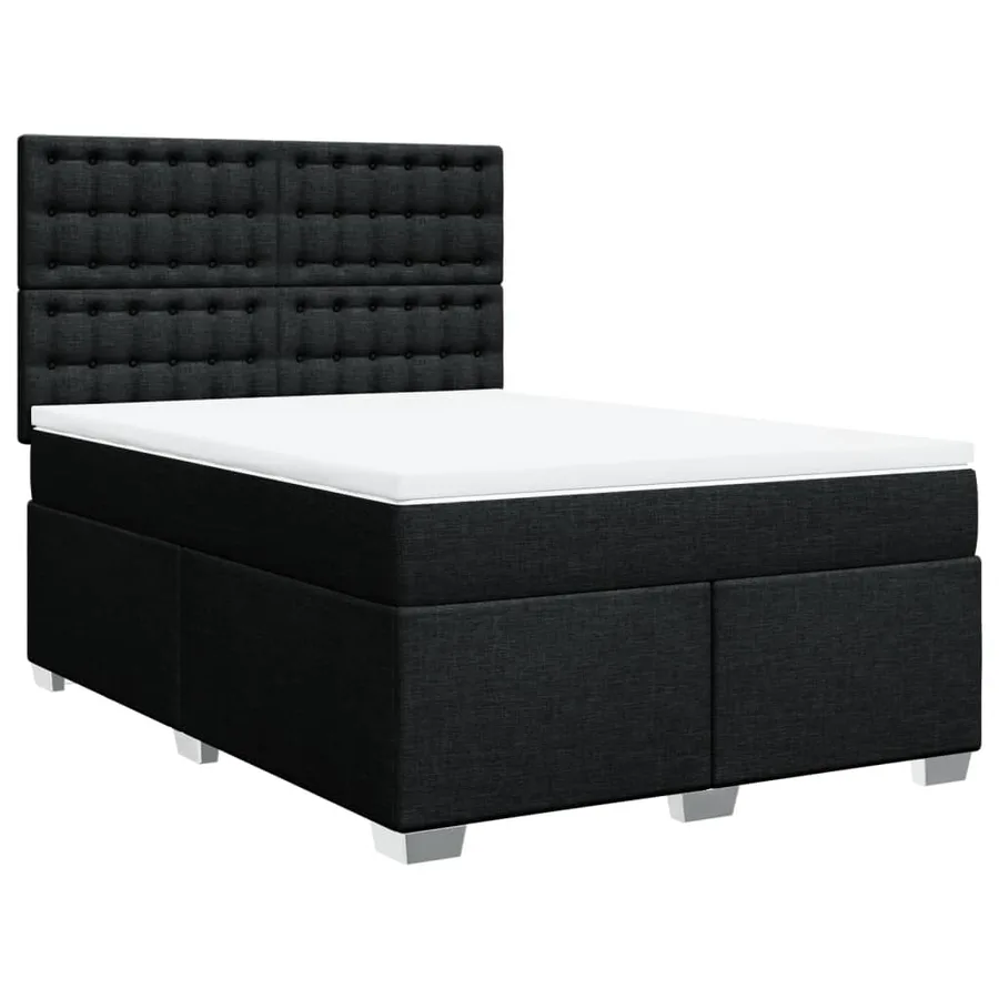 Sommier à lattes de lit avec matelas Noir 140x190 cm Tissu - 3