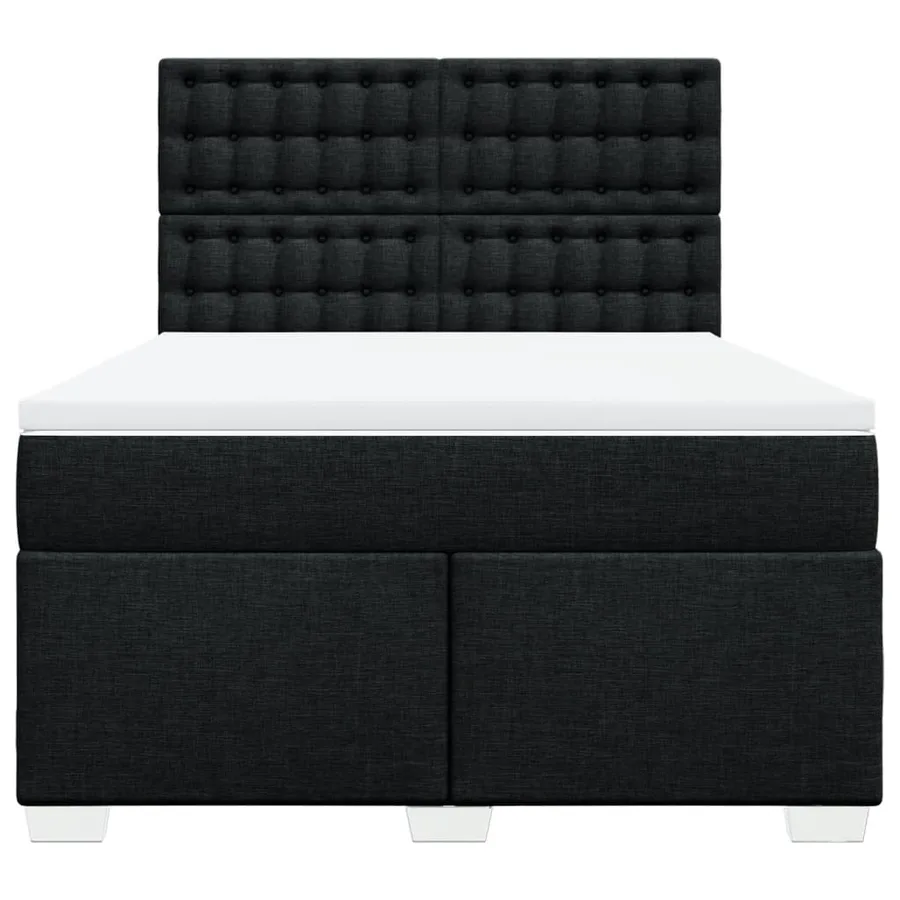 Sommier à lattes de lit avec matelas Noir 140x190 cm Tissu - 6
