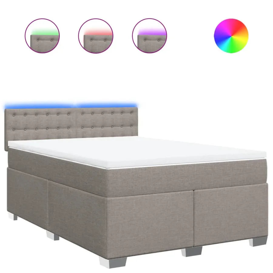 Sommier à lattes de lit avec matelas Taupe 140x190 cm Tissu - 2