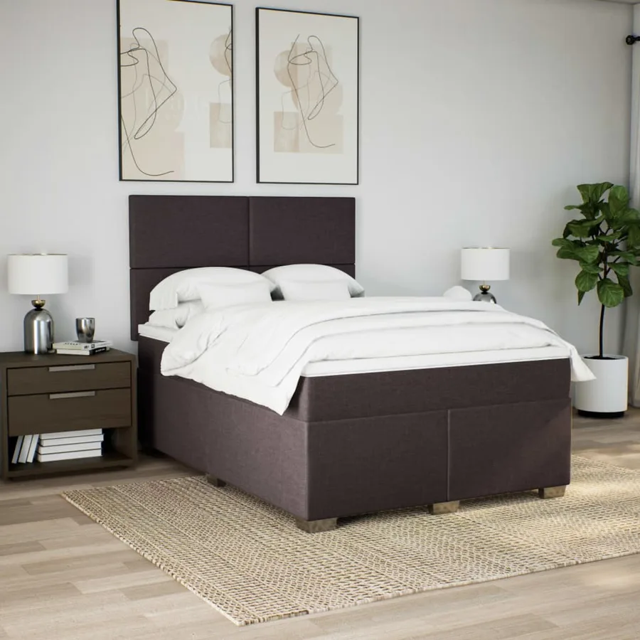 Sommier à lattes de lit avec matelas Marron foncé 140x190 cm - 3