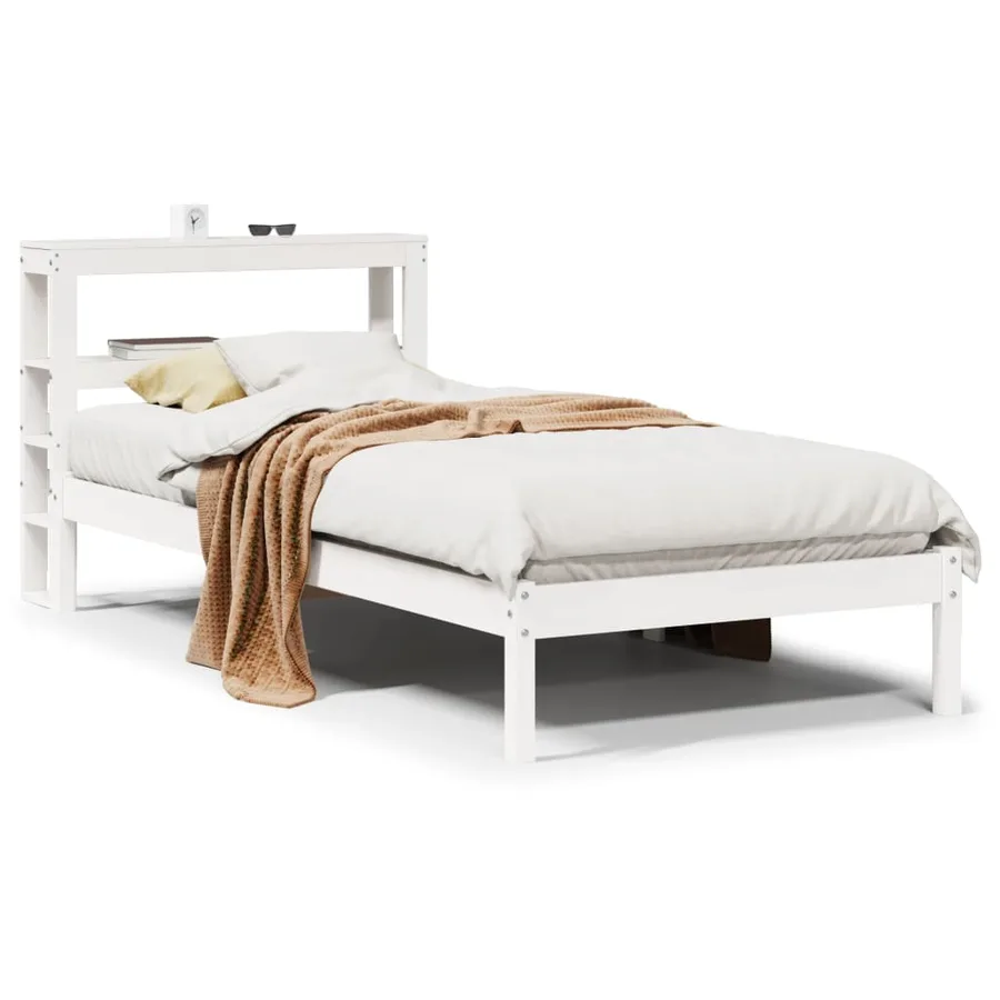 Cadre de lit sans matelas blanc 90x190 cm bois de pin massif - 2