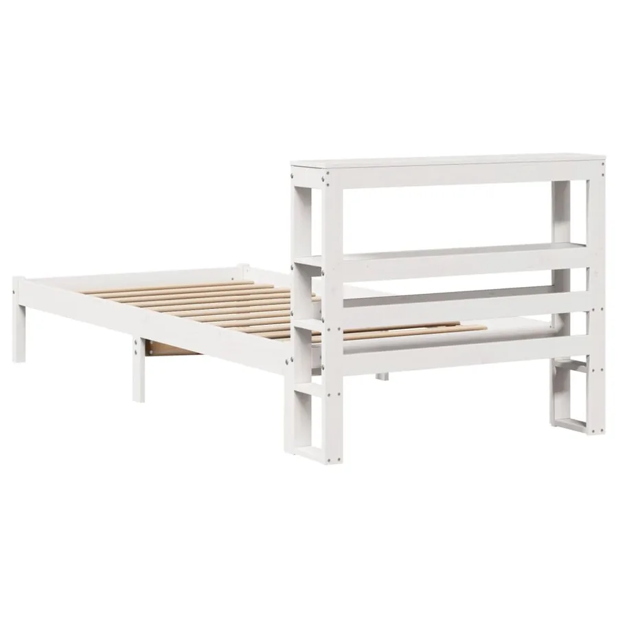 Cadre de lit sans matelas blanc 90x190 cm bois de pin massif - 6