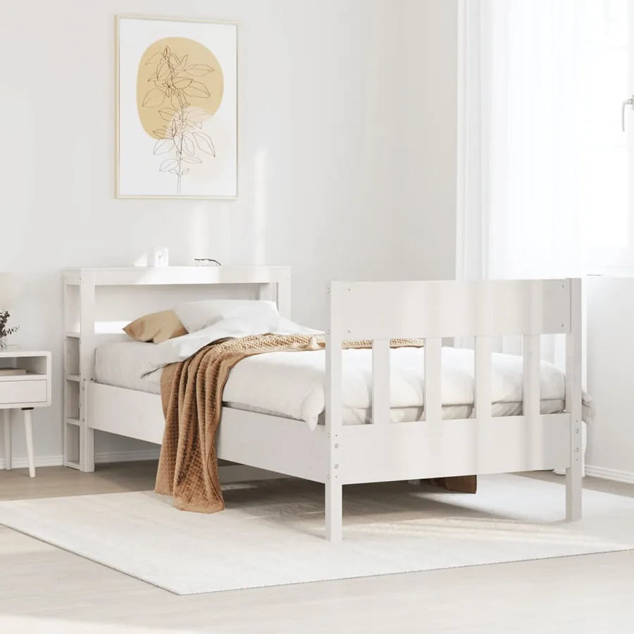 Cadre de lit sans matelas blanc 90x190 cm bois de pin massif