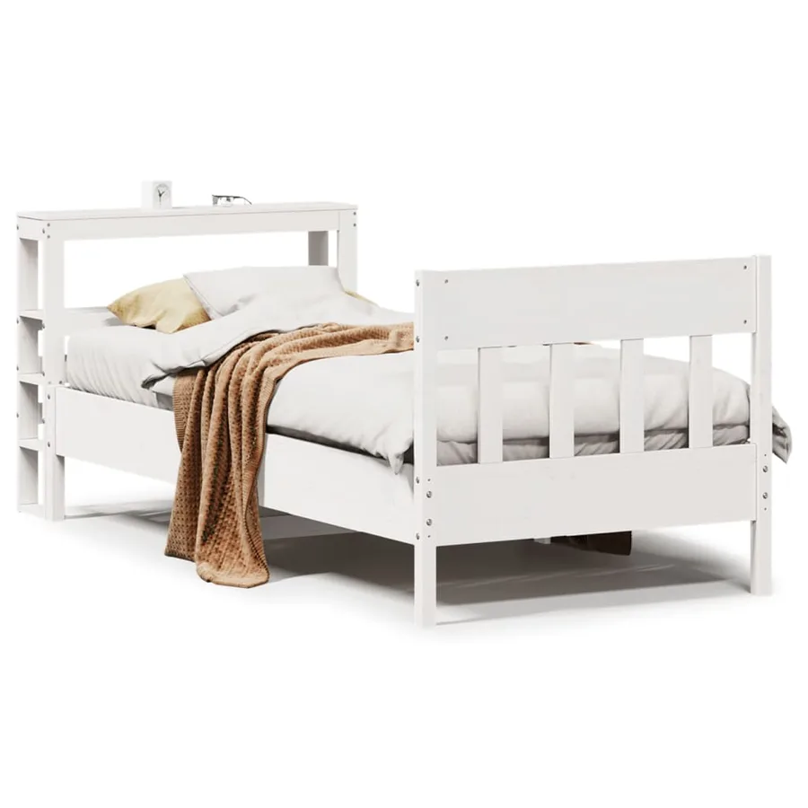 Cadre de lit sans matelas blanc 90x190 cm bois de pin massif - 2