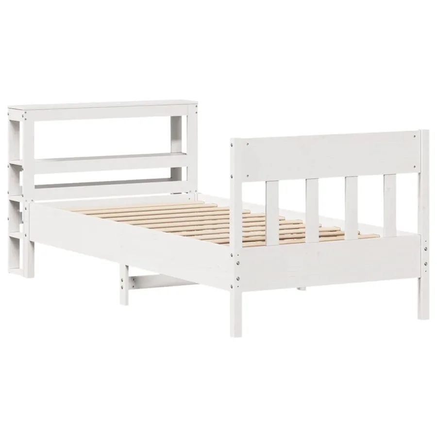 Cadre de lit sans matelas blanc 90x190 cm bois de pin massif - 3